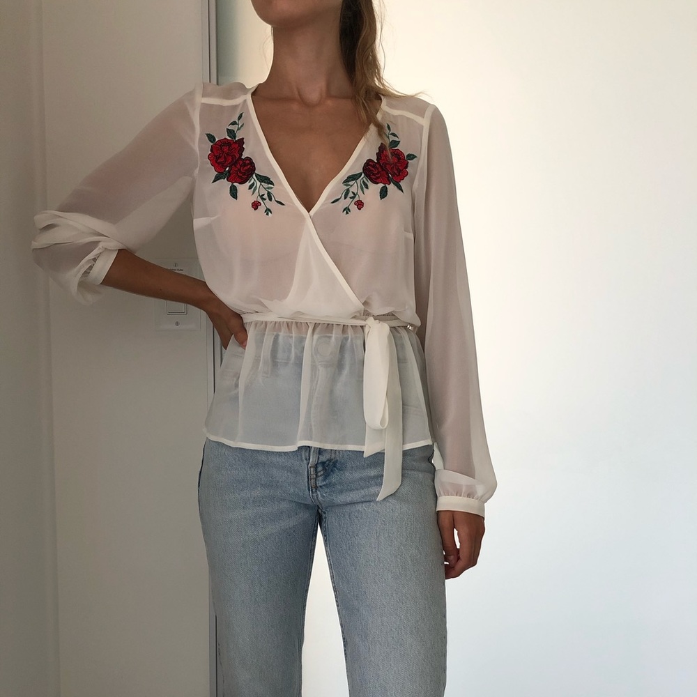 Sheer wrap blouse